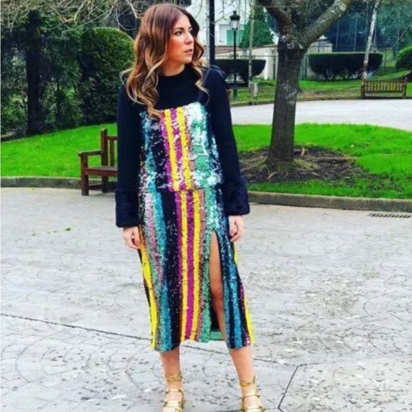 Zara Multicolored Sequin Striped Crop Top Size Small NWT - Picture 10 of 10